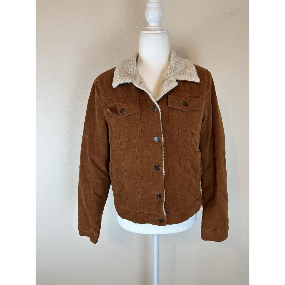 Mi Ami Trucker Corduroy Sherpa Jacket Fleece Lined Medium Women’s Tan Brown M